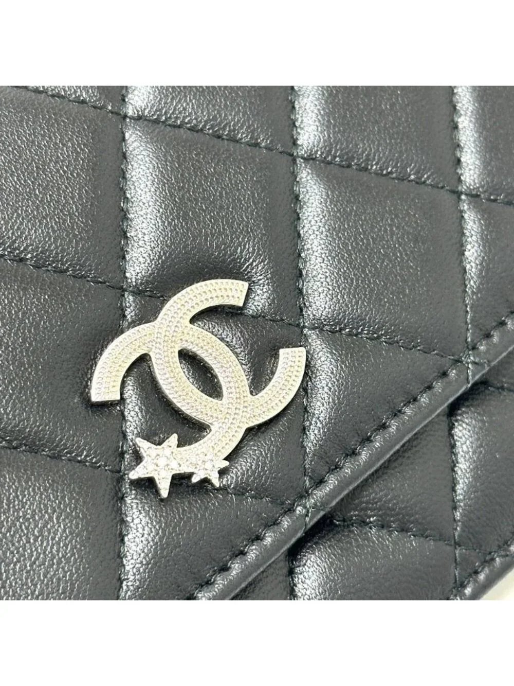 Chanel Shoulder Bag Star CC Logo Lambskin Black